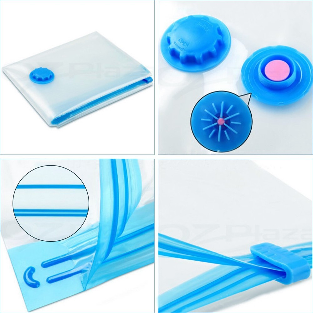 5pcs Transparent Vacuum Bag Folding Compressed Space Saving Clothes Storage
