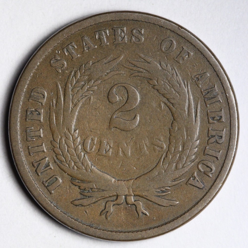 1865 Two Cent Piece CHOICE VG E376 TACS