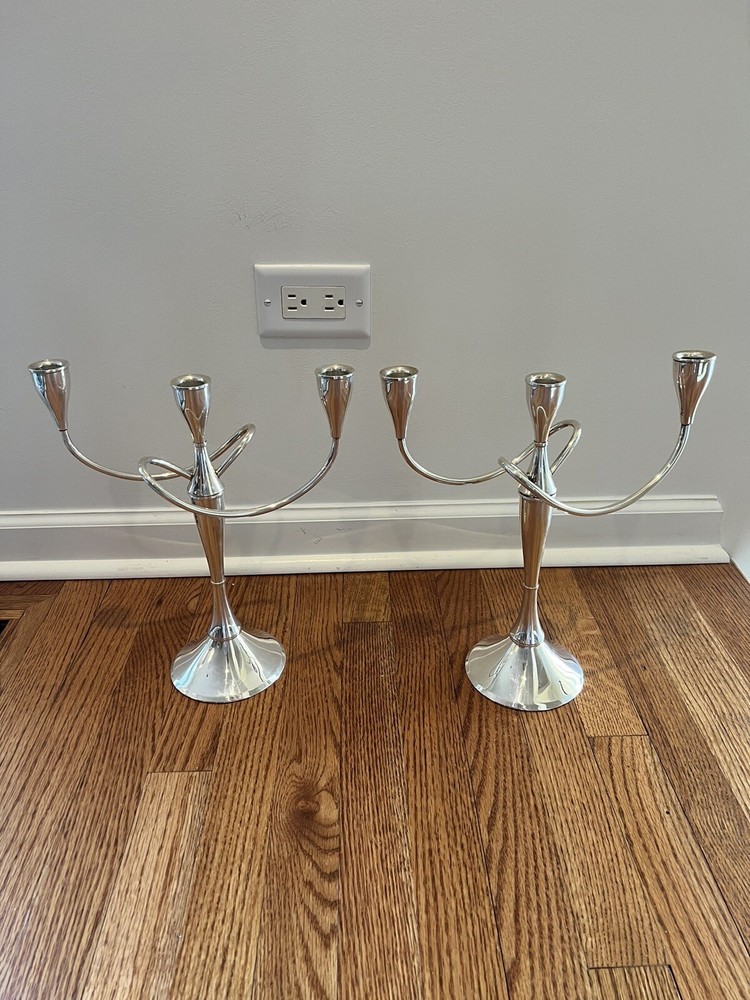 International Sterling Twisted Candelabras Pair