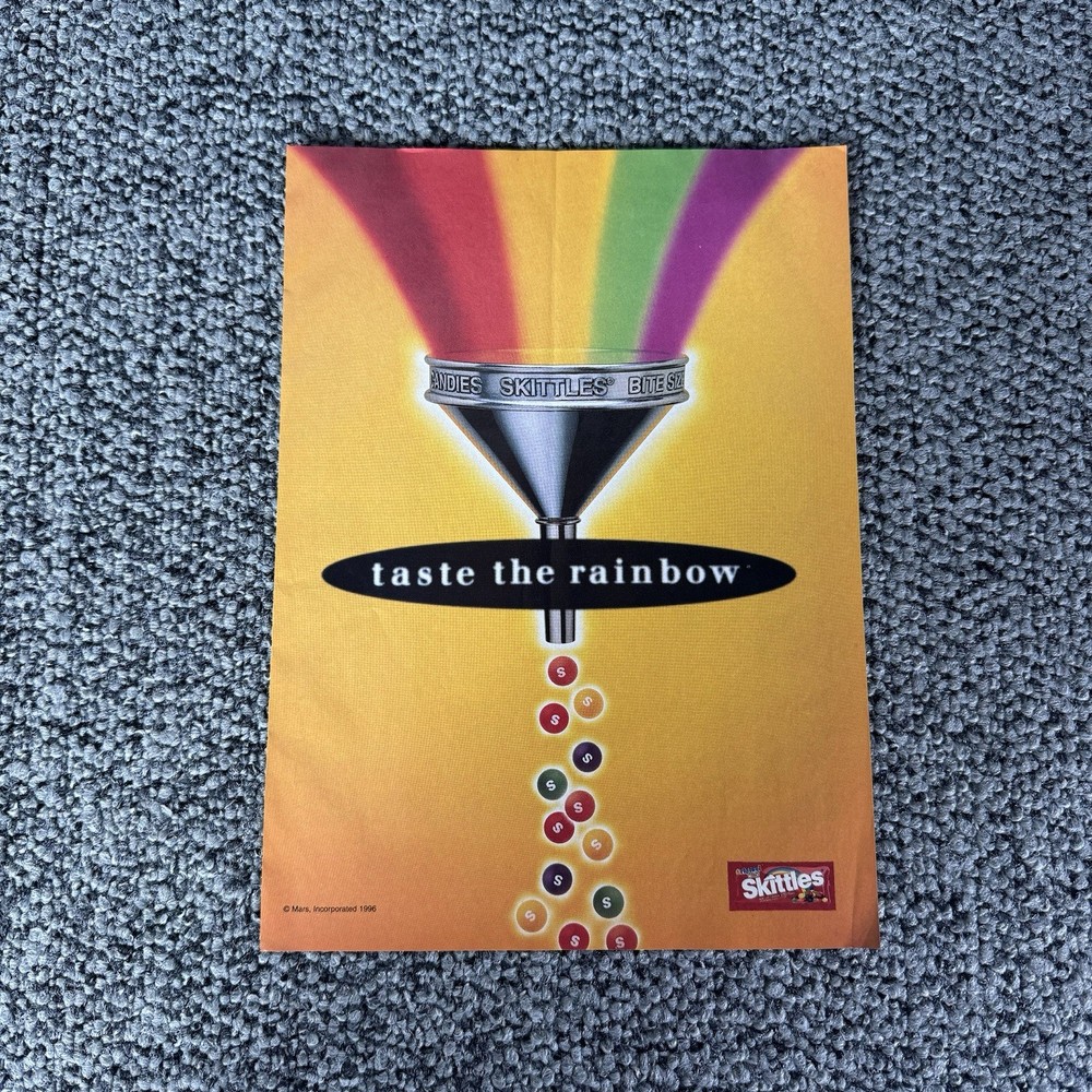 Vintage Skittles Taste the Rainbow Advertisement 1996 Candy Print Ad