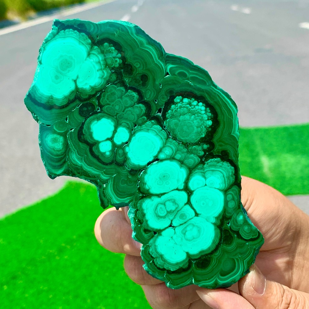 294G Natural Malachite transparent cluster coarse mineral sample