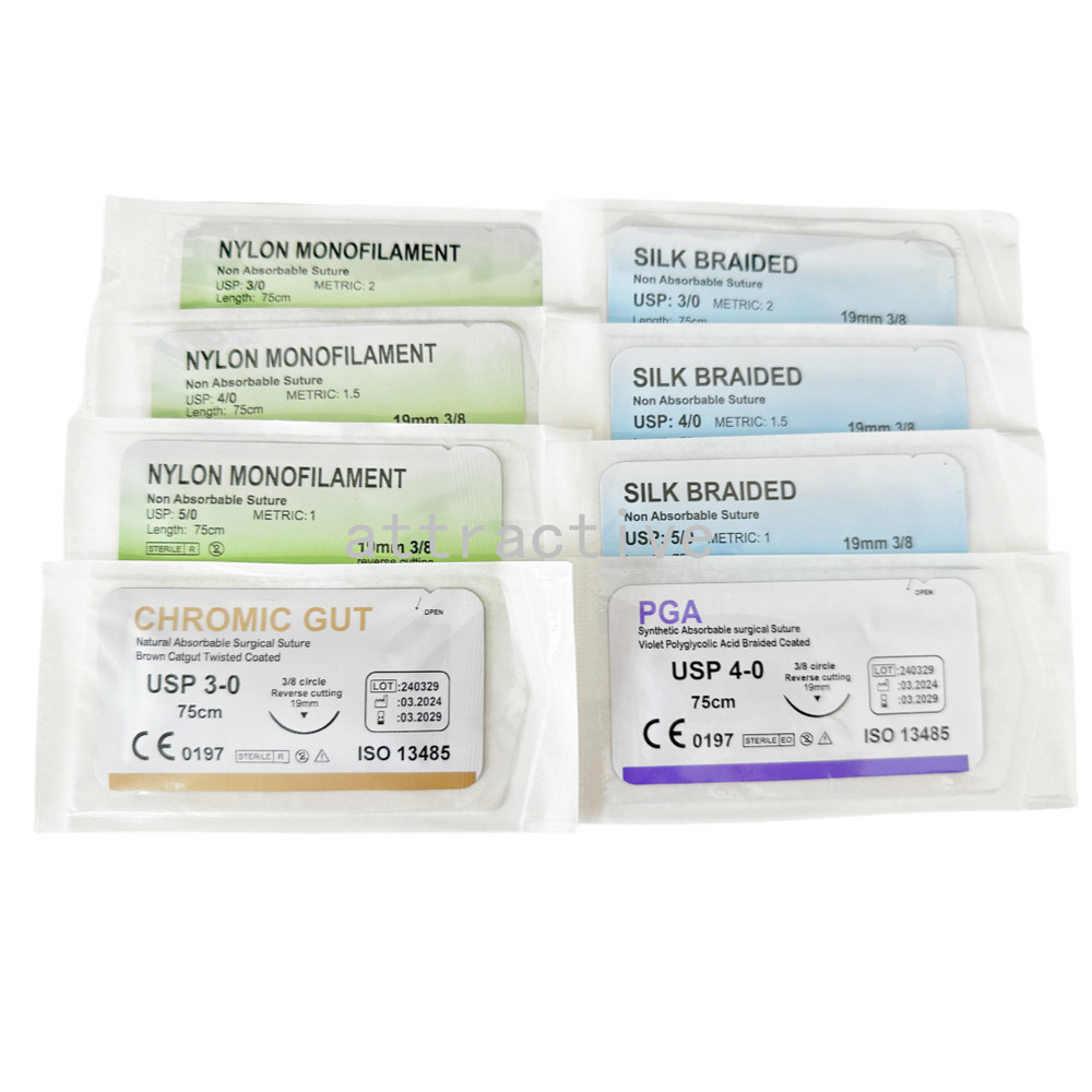 Dental Study Suture Practice Silk Sutures Braided Reverse Needle Train Test