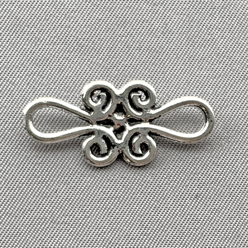 Scrollwork Links 2 Loop Connectors 26x12mm Silver Plated Alloy Q20 Per Pkg