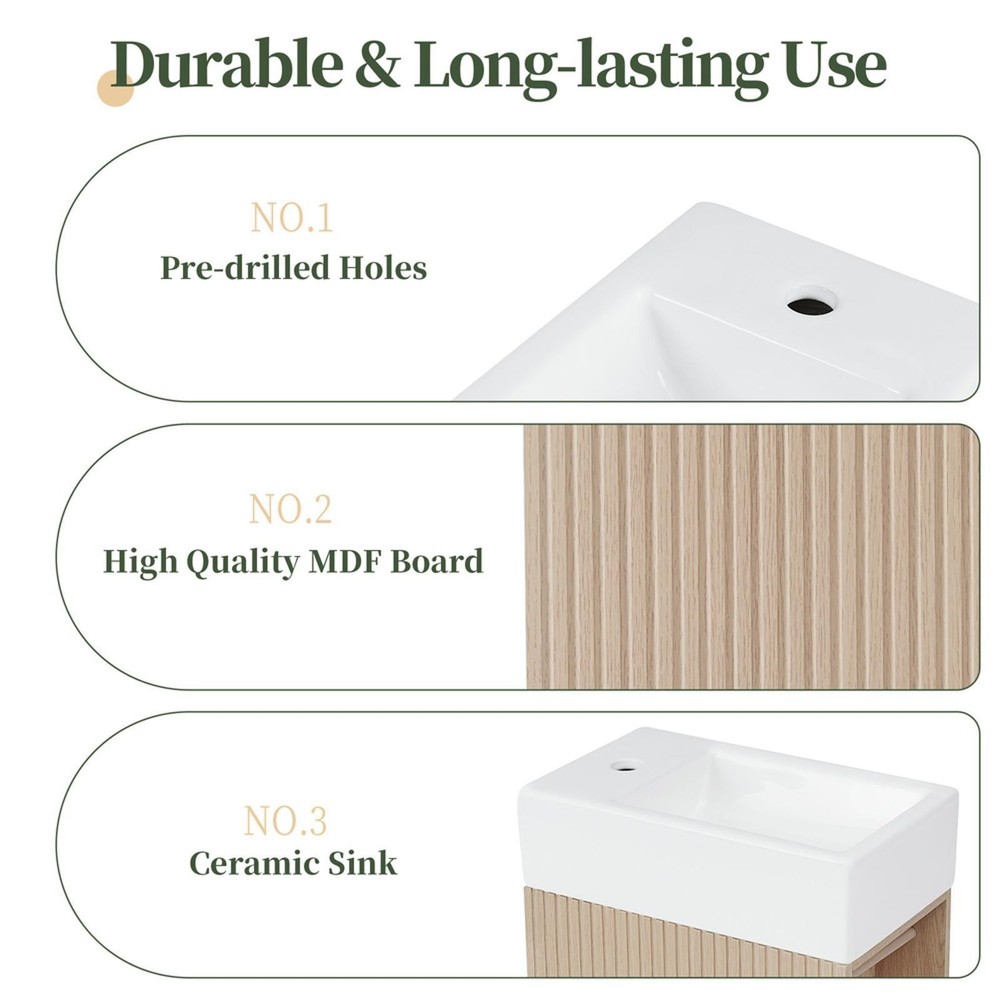 Waterproof Bathroom Vanity with Ceramic Sink, Adjustable Orientation, Two-Tier