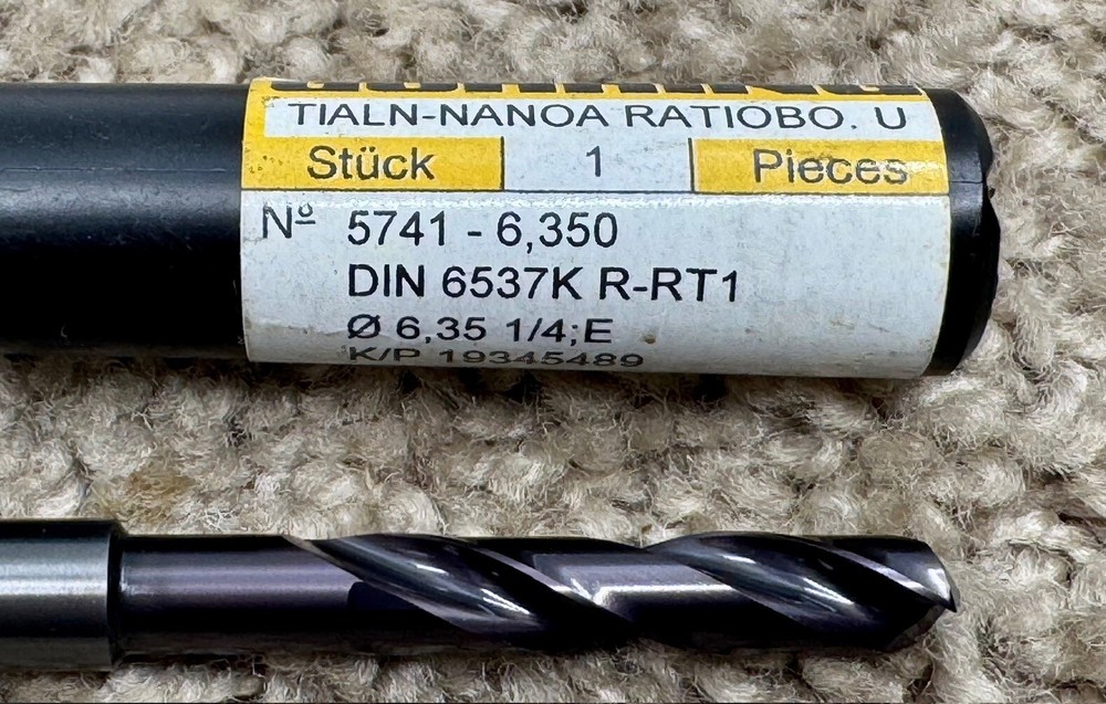 GUHRING HIGH PERFORMANCE SOLID CARBIDE DRILL - 1/4" - nano-A coating