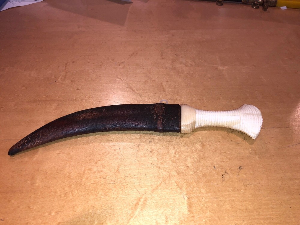 Antique Arab Dagger Jambiya Knive Bone Handle,Leather Sheath.