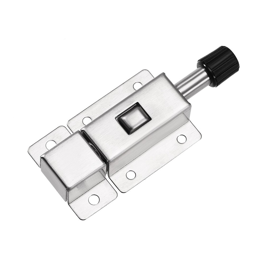 Door Barrel Bolt, Stainless Steel Security Push Button Spring Loaded Latch 2 Pcs