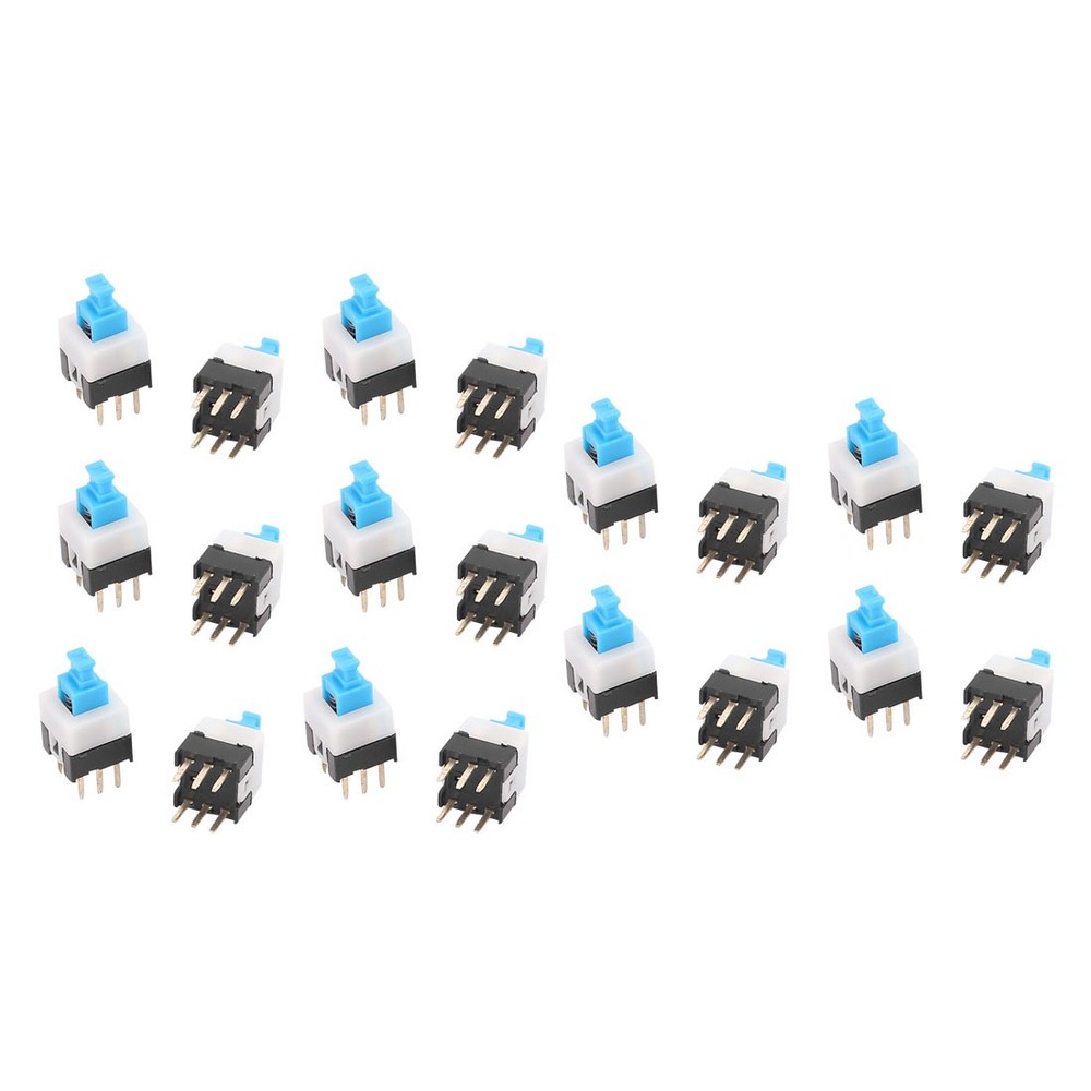 20pcs 6 Pin Square 7mmx7mm DPDT Self Locking Mini Push Button Switch