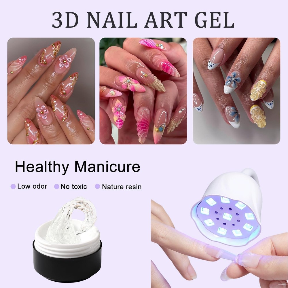 3D Sculpting Gel Kit - 15G Clear and White Non-Sticky Hand Solid Builder Nail Ca