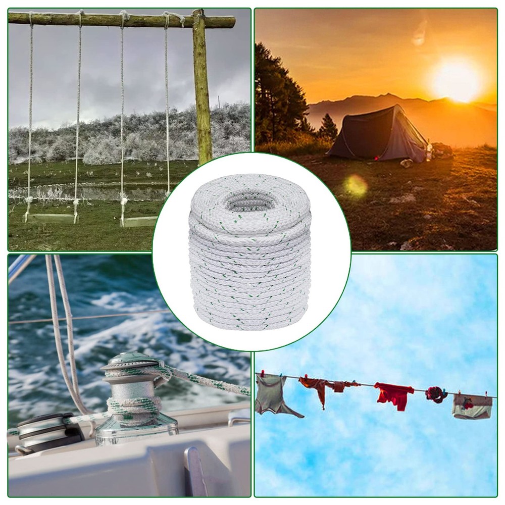 3/8in 200ft Double Braid Polyester Pulling Rope 1550 Lbs Sailing Swing