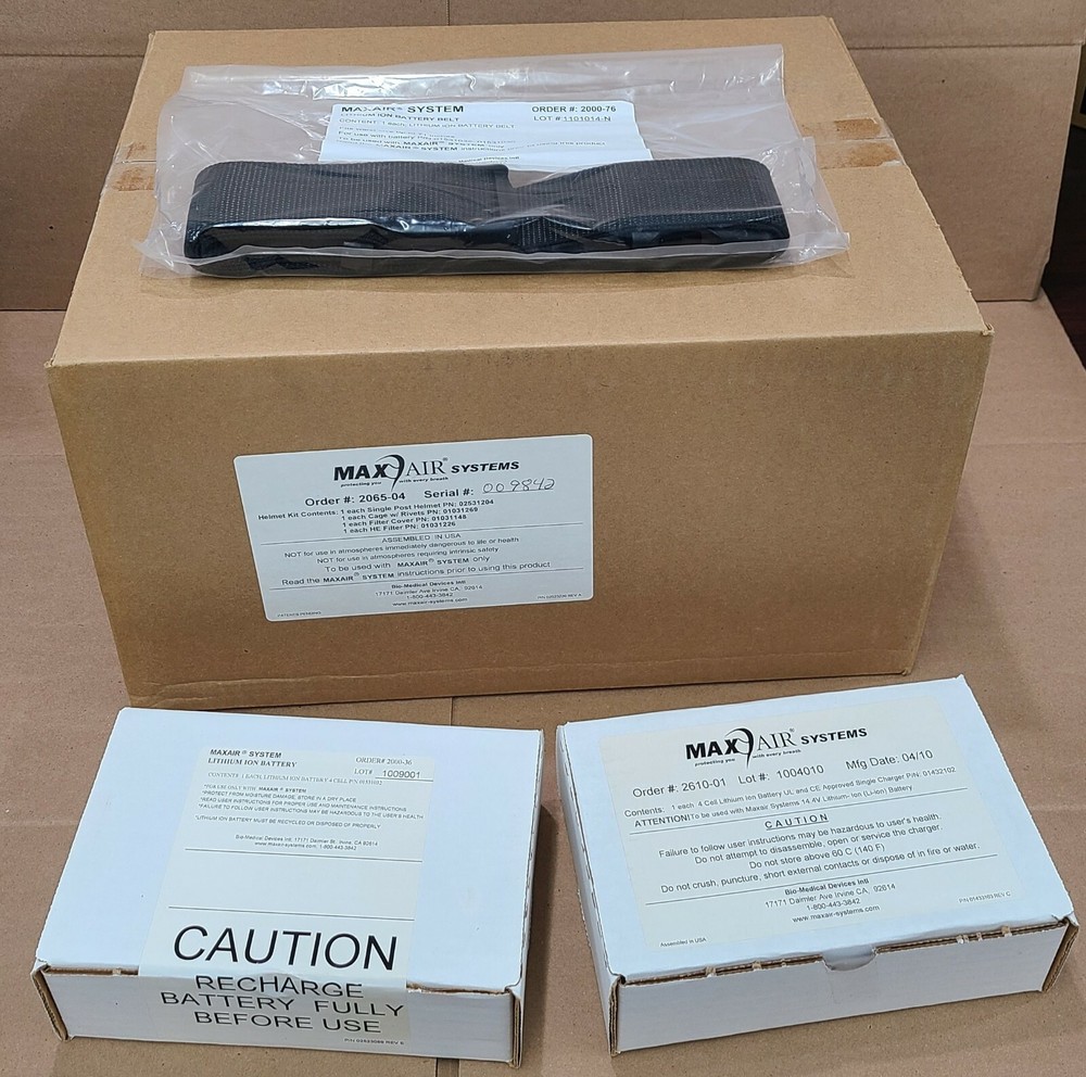 New Maxair CAPR systems Helmet set, Assembly, filter, Battery & charger