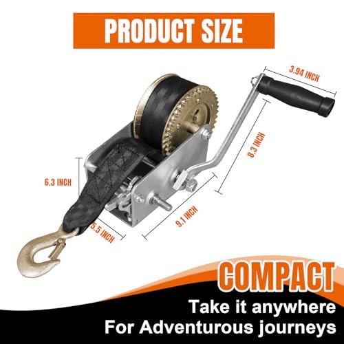 Hand Winch Pulling Capacity, Boat Trailer Winch Heavy Duty Rope Crank 2000 lbs