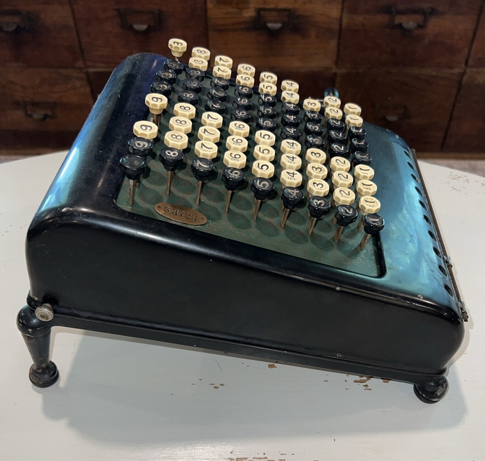 Antique Burroughs Class 5 10 Column Key Driven Calculator Adding Machine Decor