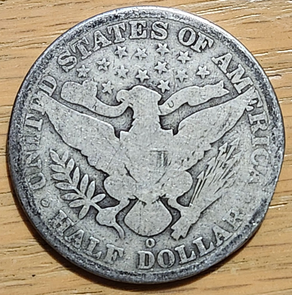90% SILVER 1908 O BARBER HALF #1