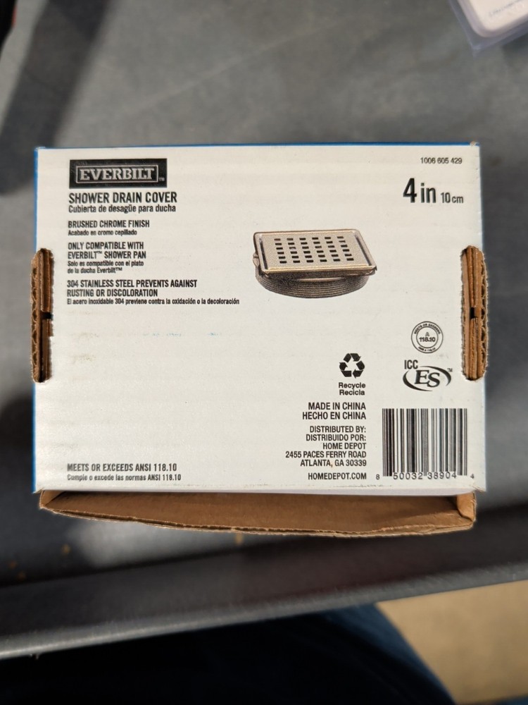 Everbilt Shower System 4 in. Brushed Chrome Drain Grate