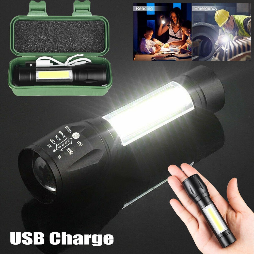 2x 950000000 Lumen Super Bright LED Tactical Flashlight Rechargeable Work Light