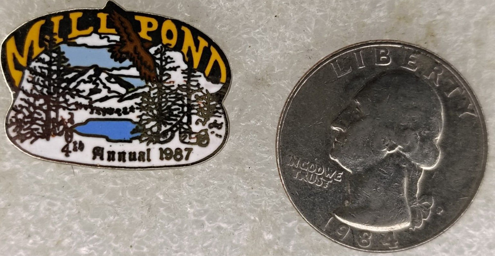 Mill Pond 4th Annual motorcycle run 1987 hat / lapel pin