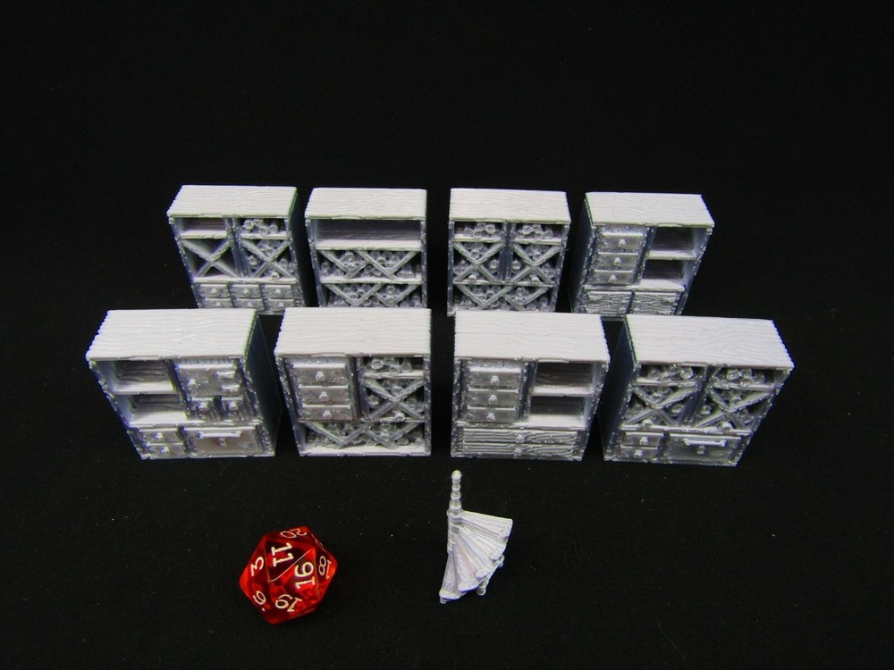 8pc Medium Shelves & Stairs Scatter Terrain Scenery 3D Printed Mini Miniature