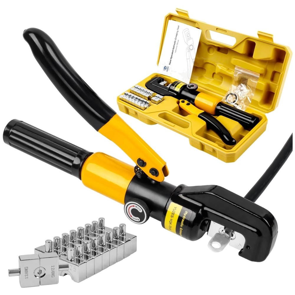 Professional Hydraulic Battery Cable Crimper with Ergonomic Handle - 10 Tons