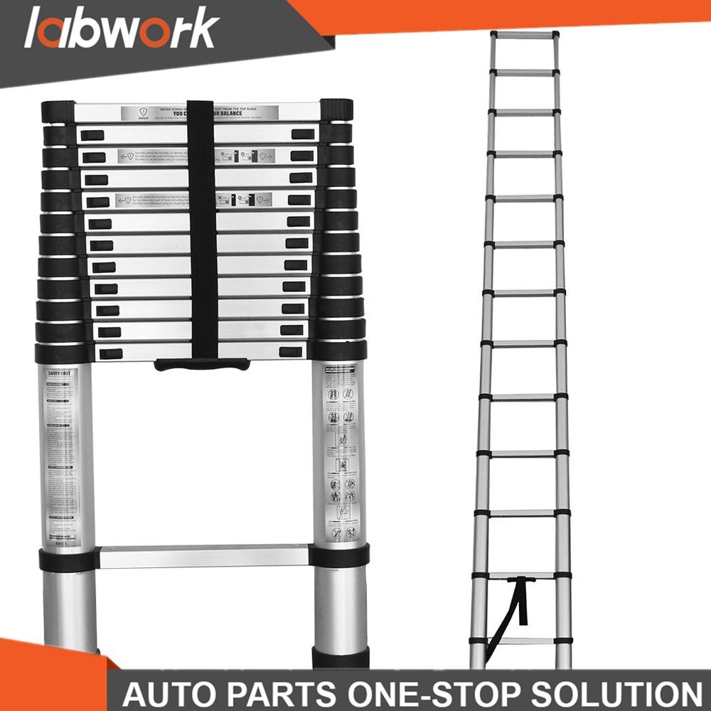Labwork 12.5ft Telescopic Step Ladder Aluminum Multi Purpose Extension Ladder