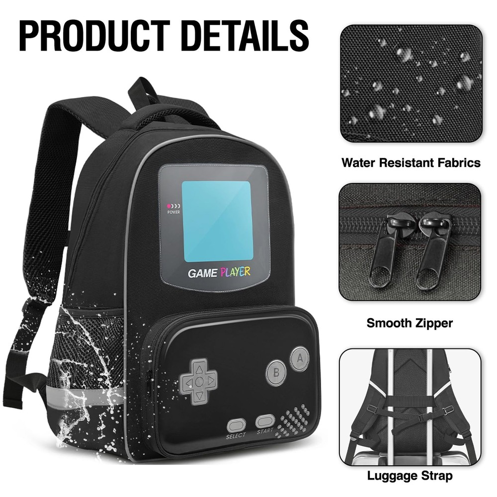 Gamer Backpack for Boys,School Boys Backpack For Kids Elementary Middle Schoo...