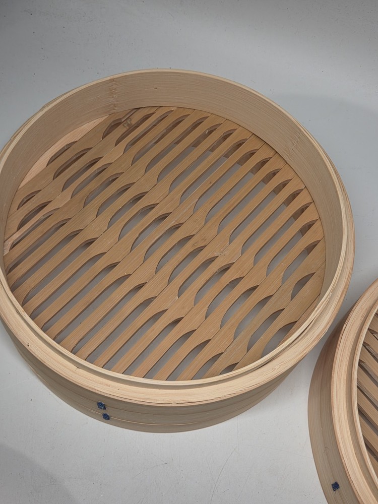 BLUE GINGER Bamboo Steamer Basket Dumpling Steamer, Two Tier Design