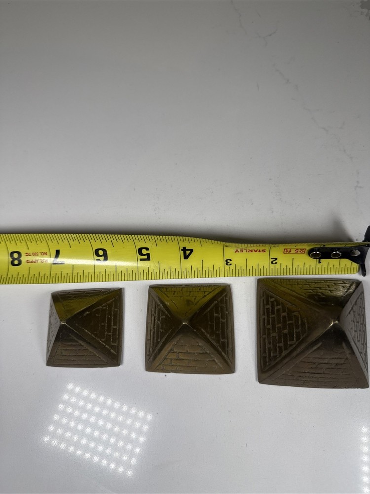 Vintage Solid Brass Egyptian Pyramids, Stackable, Set of Three