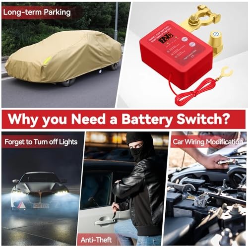 Kill Switch for Car - Remote Battery Disconnect Switch 12v, 240A, Upgrade red