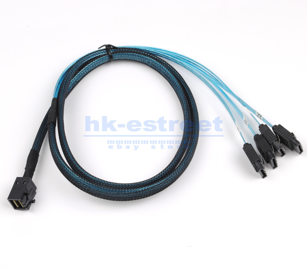2PCS Mini SAS SFF-8643 to 4 SATA 7pin Hard Disk 6Gbps Data Server Raid Cable 1M