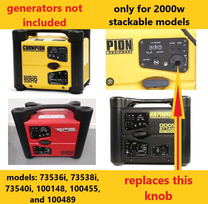 Champion 2000w stackable generator knob fuel switch + screw - 3D print part