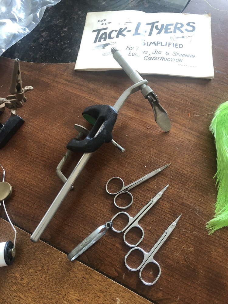 Large Lot vintage fly tying tools Feathers Fur Tools
