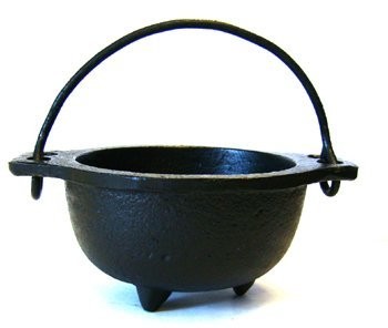 Cast Iron Cauldron w/Handle, Ideal for smudging, Incense 2.5" Diameter, Black