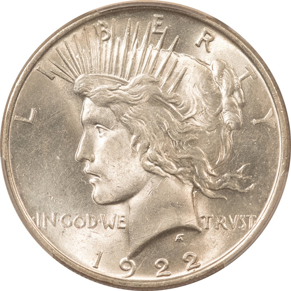 1922 PEACE DOLLAR, PCGS MS-63-SATINY WHITE!