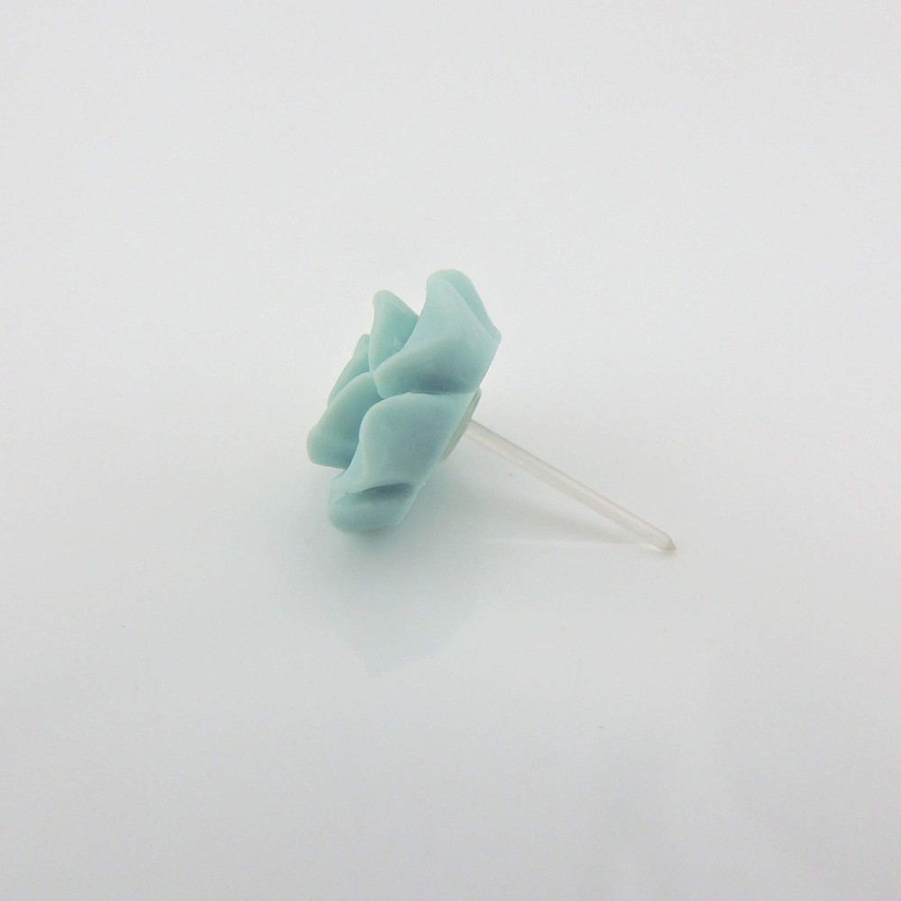 Plastic Post Rose Stud Earrings for Metal Sensitive Ears 13mm Matte Aqua