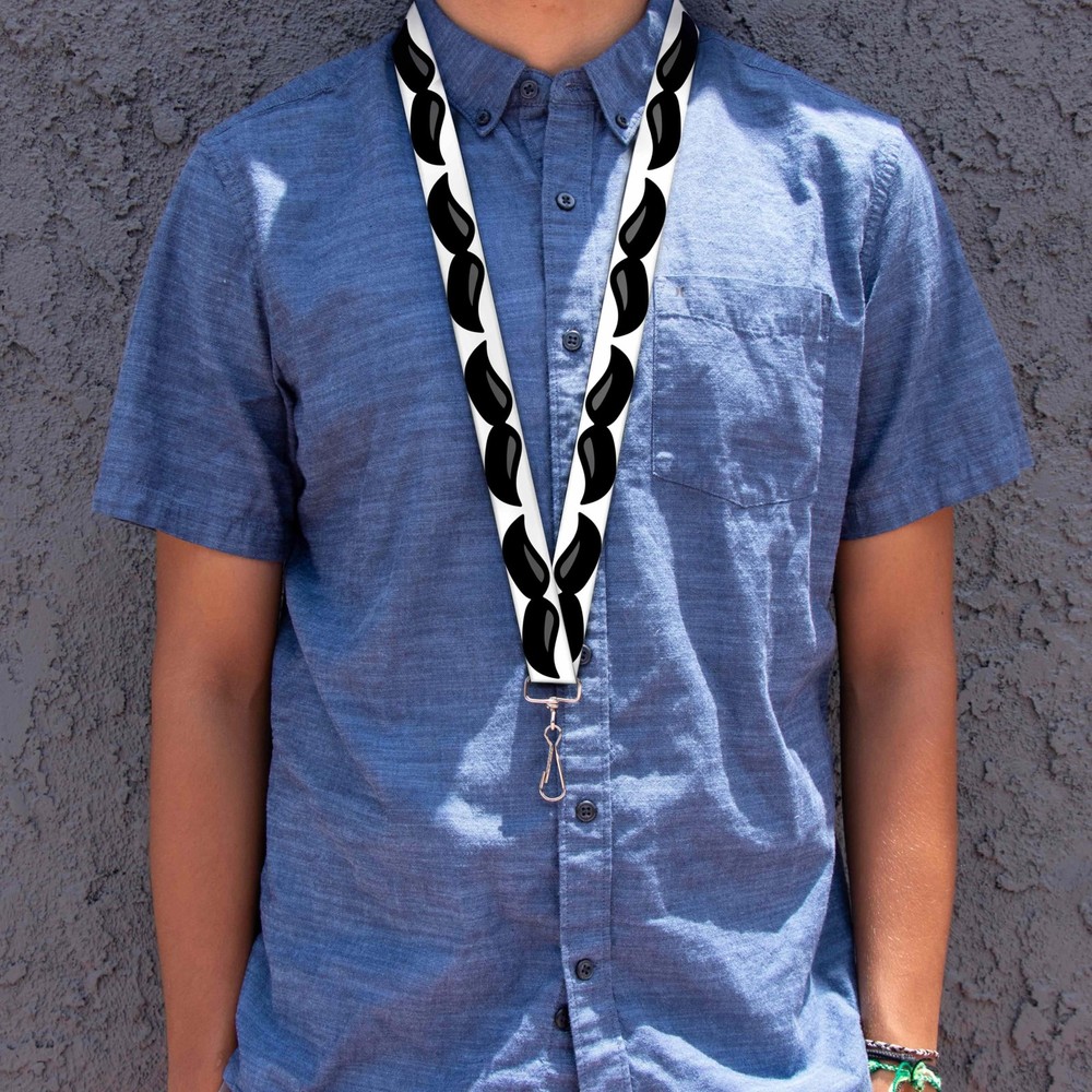 Mens Lanyard-Mustaches, Multicolor, Standard