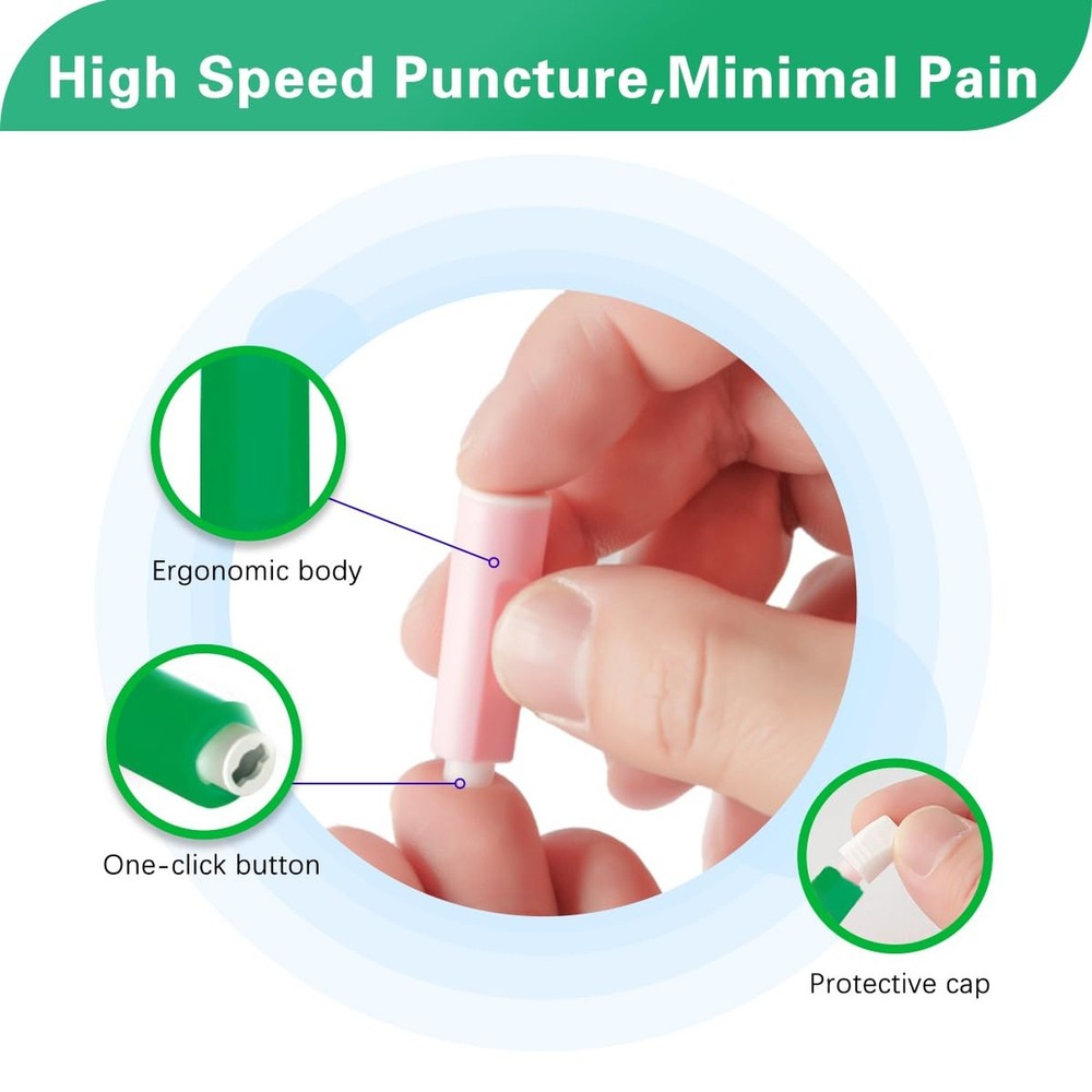 Safety Lancets, Pressure-Activated,Single use,for Comfortable Blood Testing (...