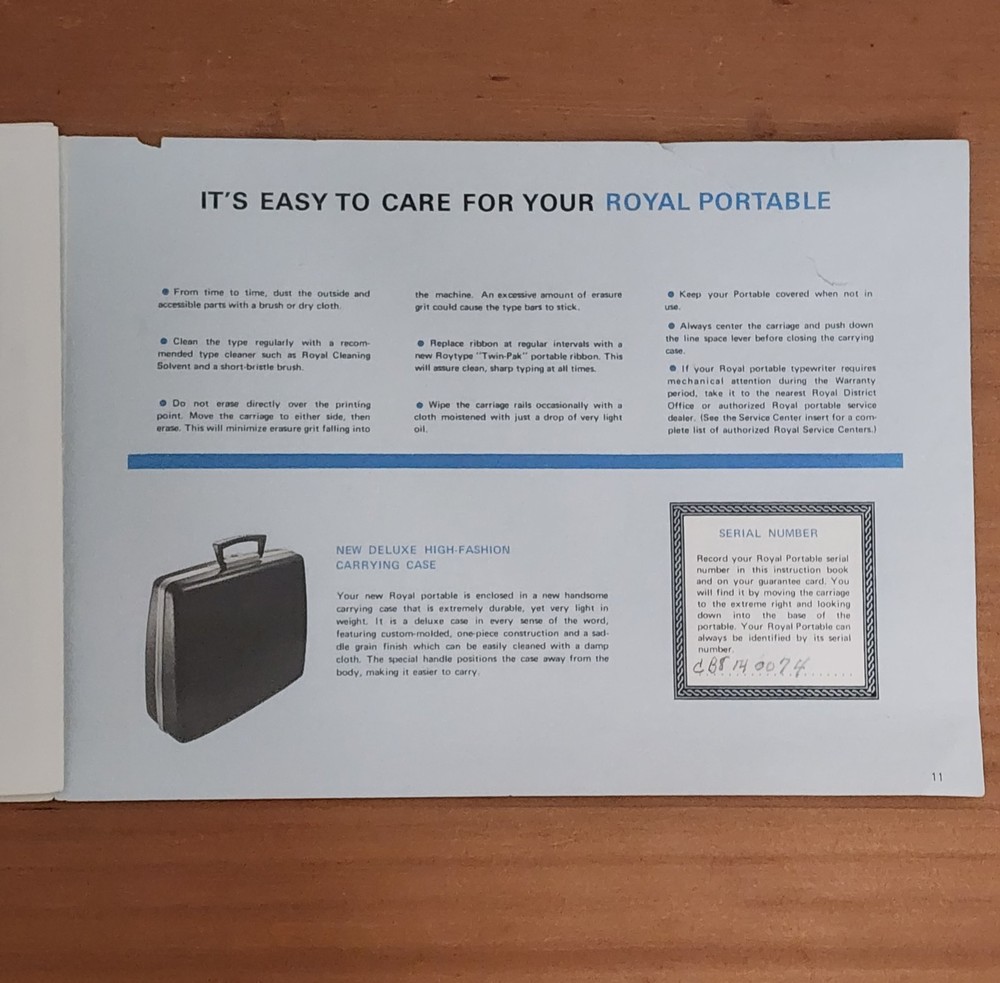 Royal Custom III Red & Tan Typewriter With Original Case, Key, & Instructions