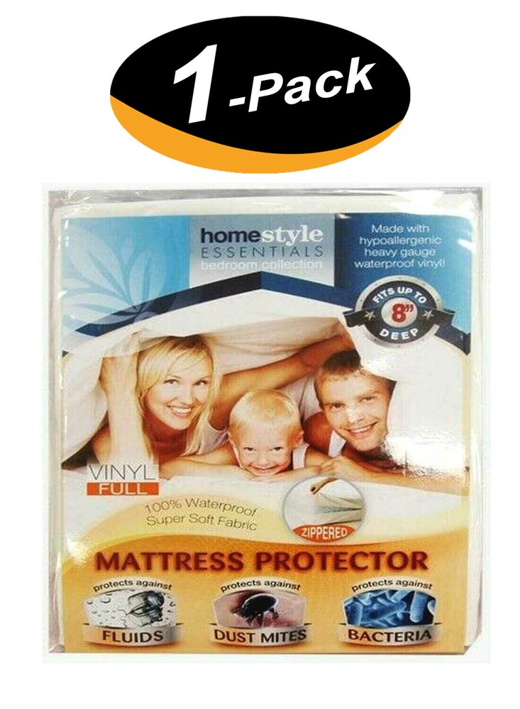 Vinyl Mattress Protector-Waterproof & Dust Mite Proof Durable Cover- Full Size