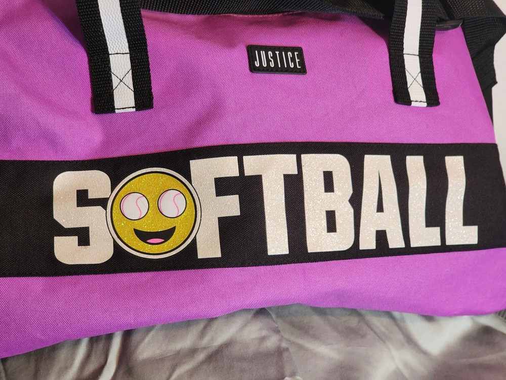 Justice Softball Duffle Bag Pink And Black Shoulder Strap Never Used