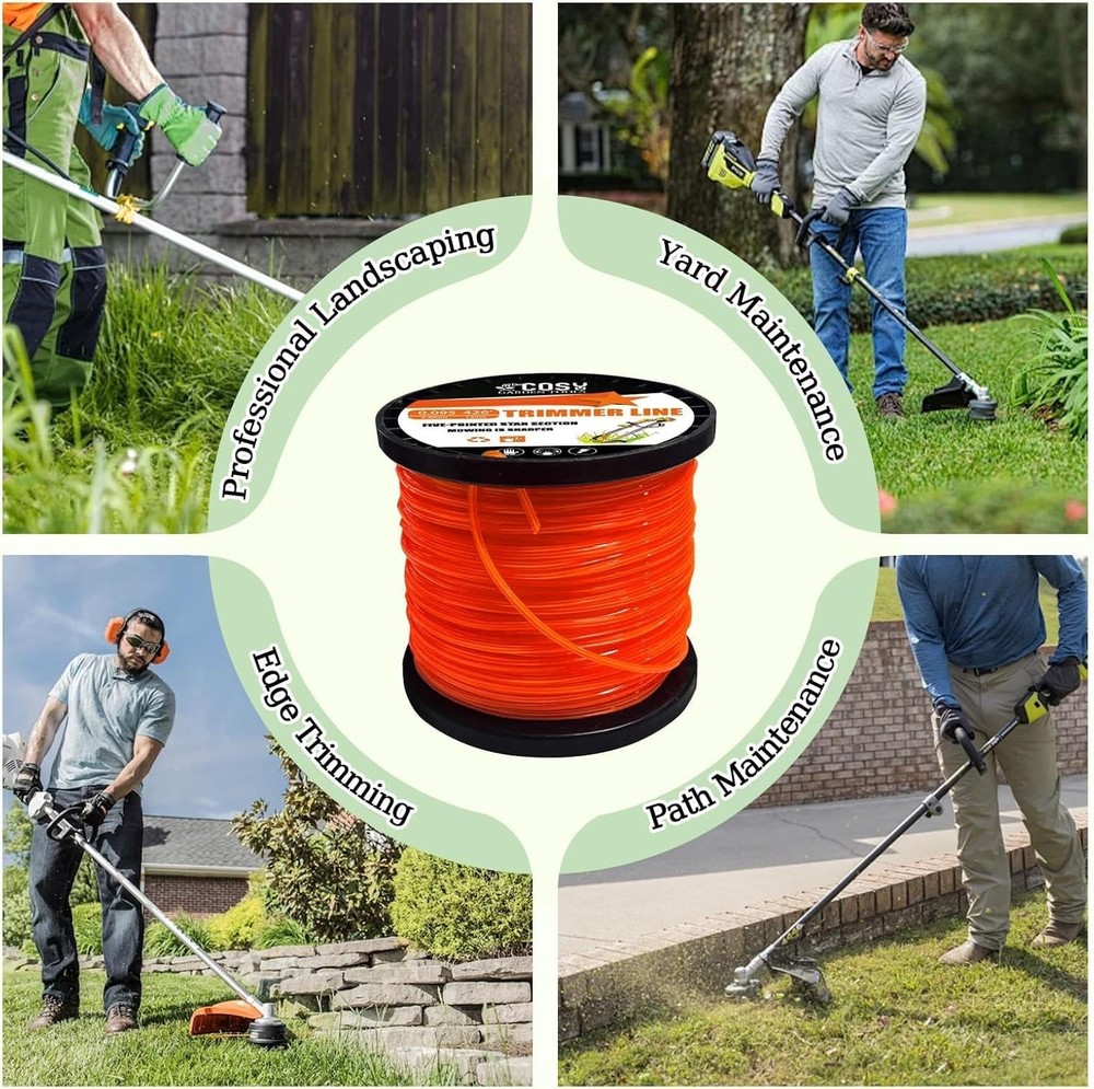 String Trimmer Line, Commercial Grade Orange Pentagon Weed Eater String, Nyl...