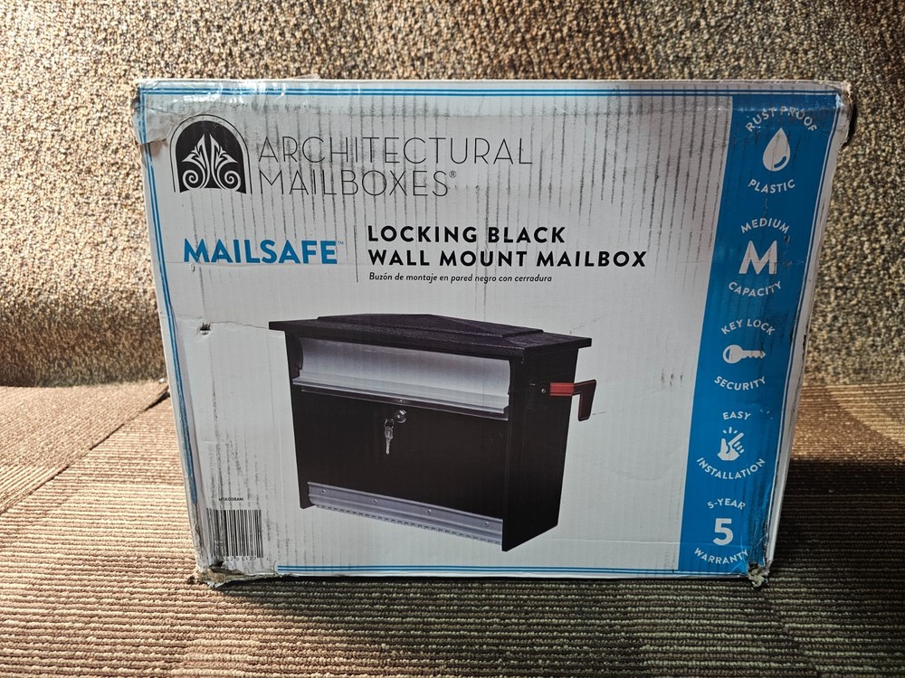Architectural Mailboxes Wall Mount Mailbox Locking Black Medium-Sized Aluminum
