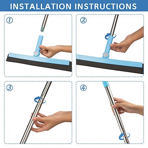 Floor Squeegee Adjustable Professional Water Squeegee Foam With 50" Handle