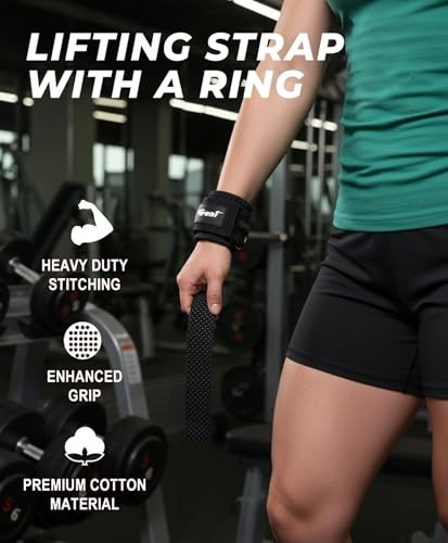 Weight Lifting Straps with Cuffed D Ring,Heavy Duty Thyick Comfortable Black
