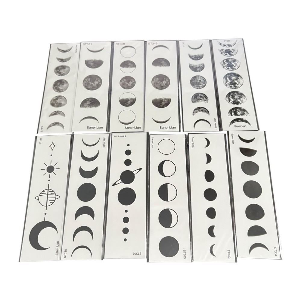 2 Pk Moon Phase Stickers Decals Black White Celestial Lunar Design Sameer Lian