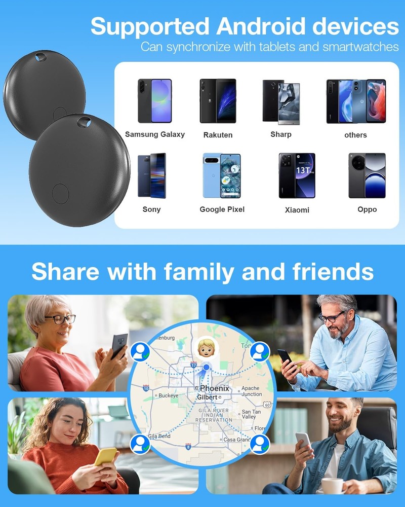 Air Tags for Android 4 Pack Tracker Bluetooth Long Battery Life Keys Finder