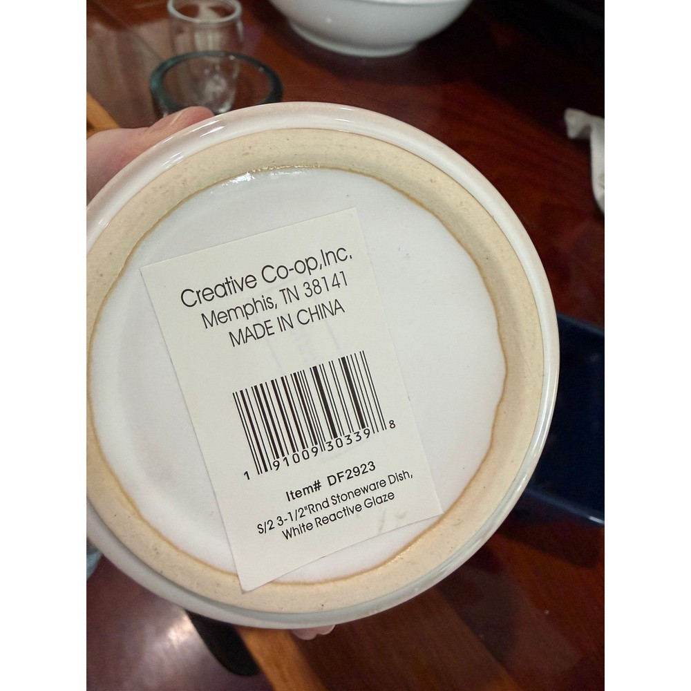 Creative Co-op White Reactive Glaze Mandala Stoneware Decorative Dish DF2923