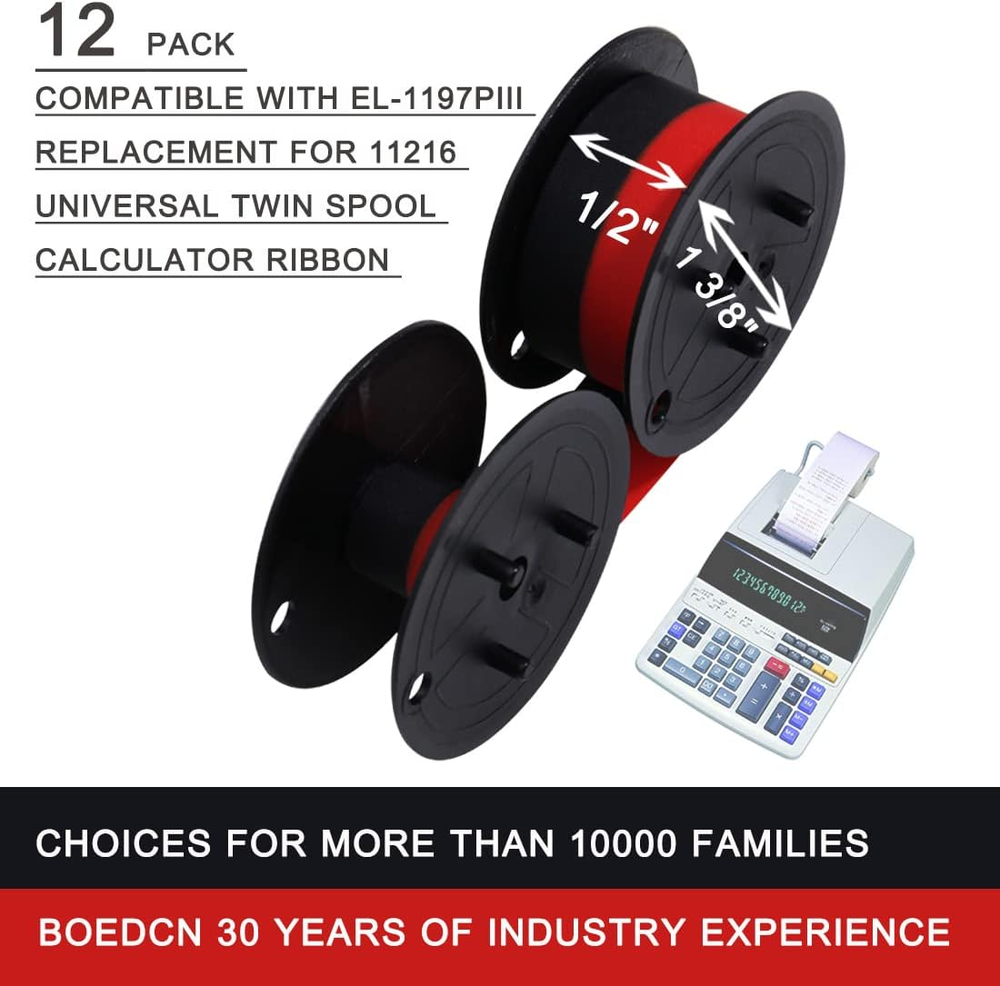 12 Pack Replacement Universal Twin Spool Calculator Ribbon Adding Machine Ribbon