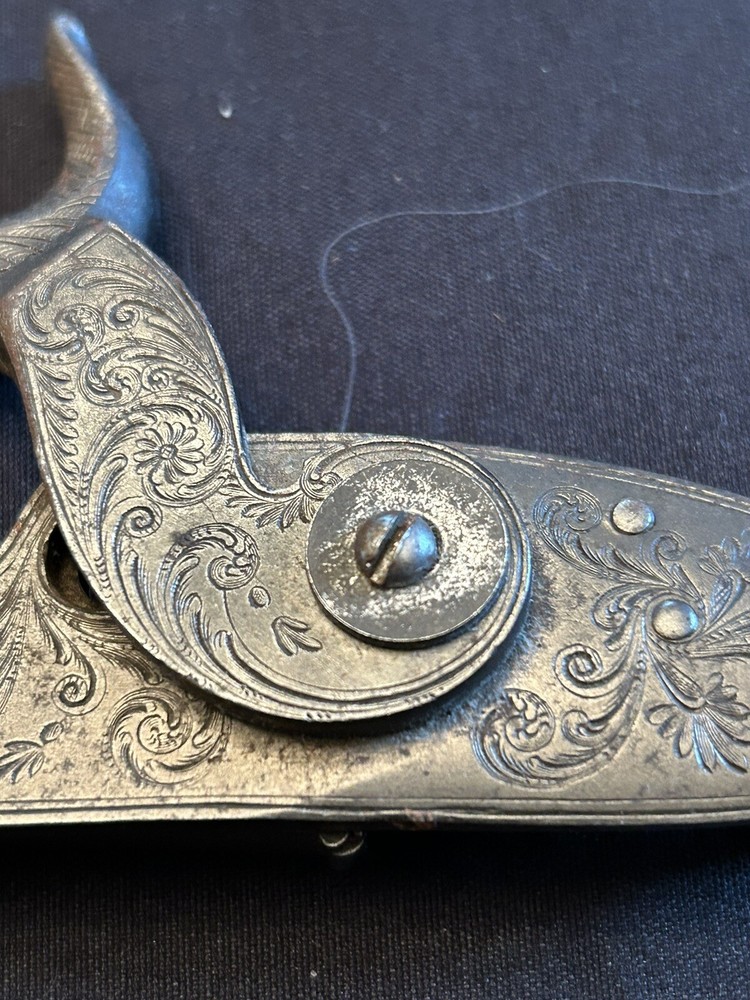 Great! Antique 19th Century Finely Engraved Left Hand Percussion Lock