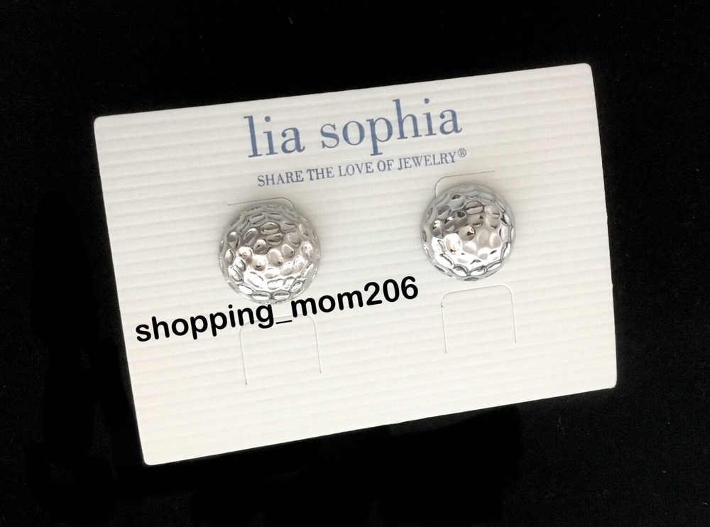 Lia Sophia "Forged" Hammered Textured Silver Tone Stud Earrings
