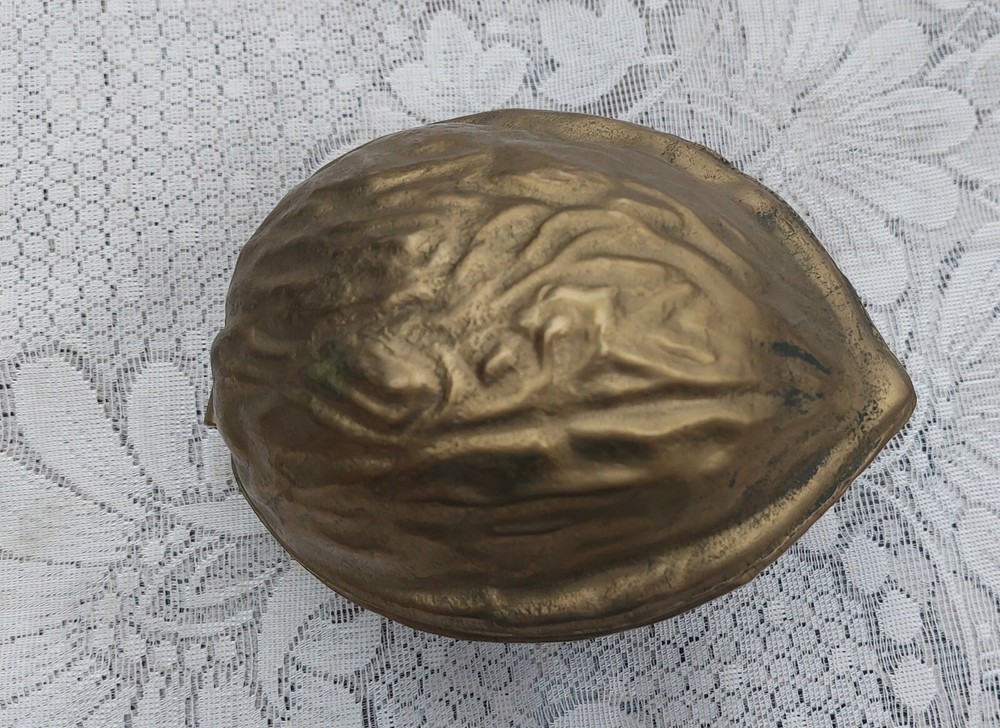 Brass Nutcracker Walnut Shaped Hinged Vintage 1950's